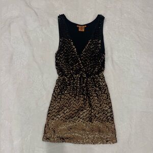 Tory Burch Black and Gold Sequin Mini Dress